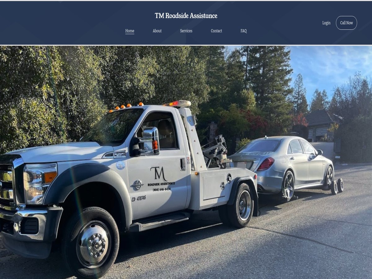 Screenshot of the TM Roadside Assistance website designed and built by DS Digitals